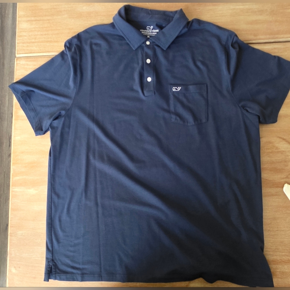 Vineyard Vines Edgartown Polo Shirt Navy Blue XL Stretch Pocket Whale Logo